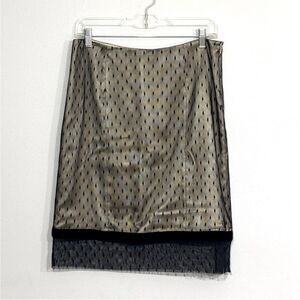 Tracy Reese | Black Taffetta Lace Mesh Skirt 8